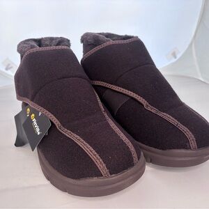 FitVille easy top diabetic Dark Brown Fleece winter boots/Slippers NWT size 11W